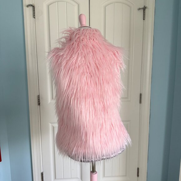 Dolls Kill Sugar Thrillz Reversible Pastel Pink Fur Shiny Silver Puffer Vest - Picture 4 of 14